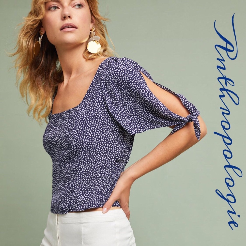 Anthropologie Tie-Sleeve Top, worn once